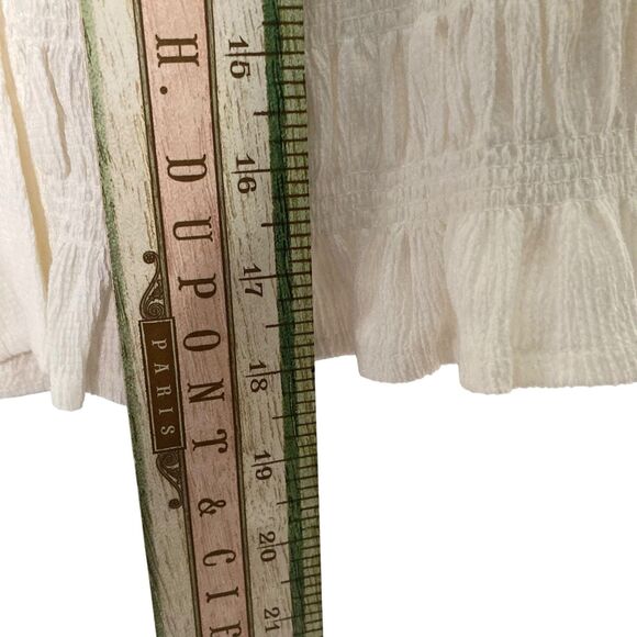 MAEVE Anthropologie Smocked Button Front Top XS Ivory Natural Cottagecore Chic - Picture 11 of 16